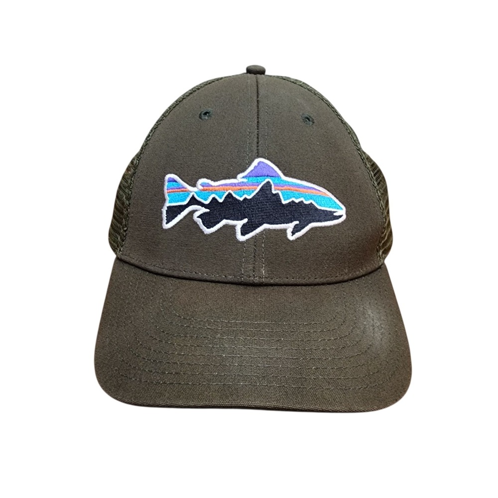Patagonia Fitz Roy Trout Trucker Hat Snapback Mesh Green Cap Adjustable